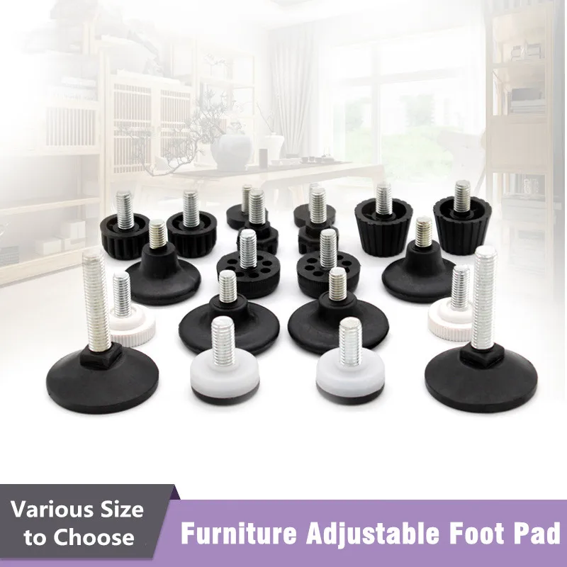 8pc/pack Height Adjustable Leveling Chair Leg Feet Furniture Mat Screw-in Base Sofa Bed Cabinet Table Floor Protector