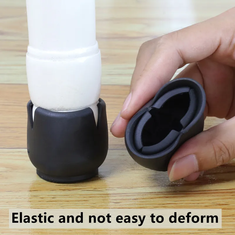 16PCS Black Silicone Chair Leg Floor Protectors with Wrapped Felt Bar Stool Chair Leg Caps Furniture Leg Feet Protection Cover