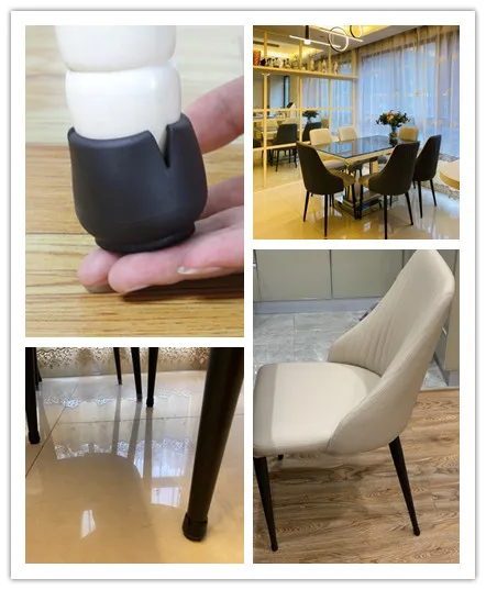 16PCS Black Silicone Chair Leg Floor Protectors with Wrapped Felt Bar Stool Chair Leg Caps Furniture Leg Feet Protection Cover