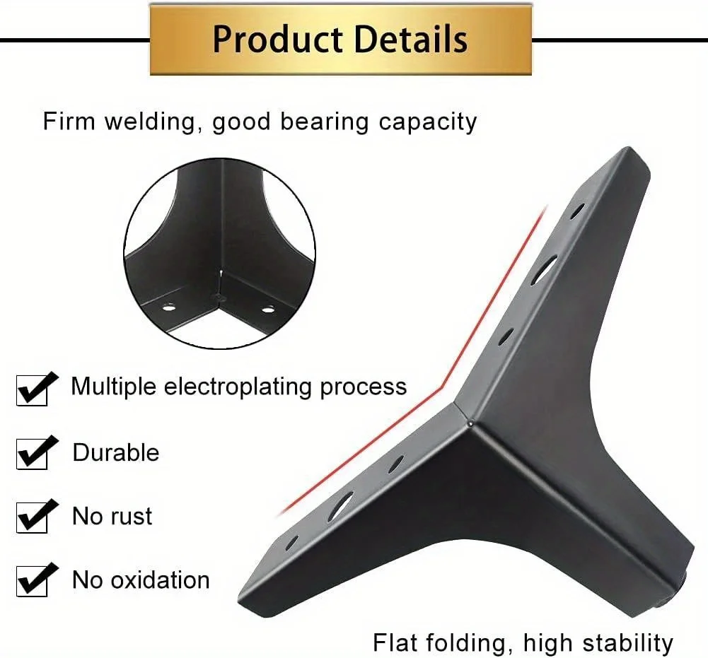 4pcs Modern furniture legs metal gold Black Iron Sofa Feet for Table Bed Chair Desk Dresser Cabinet support Furniture Hardware