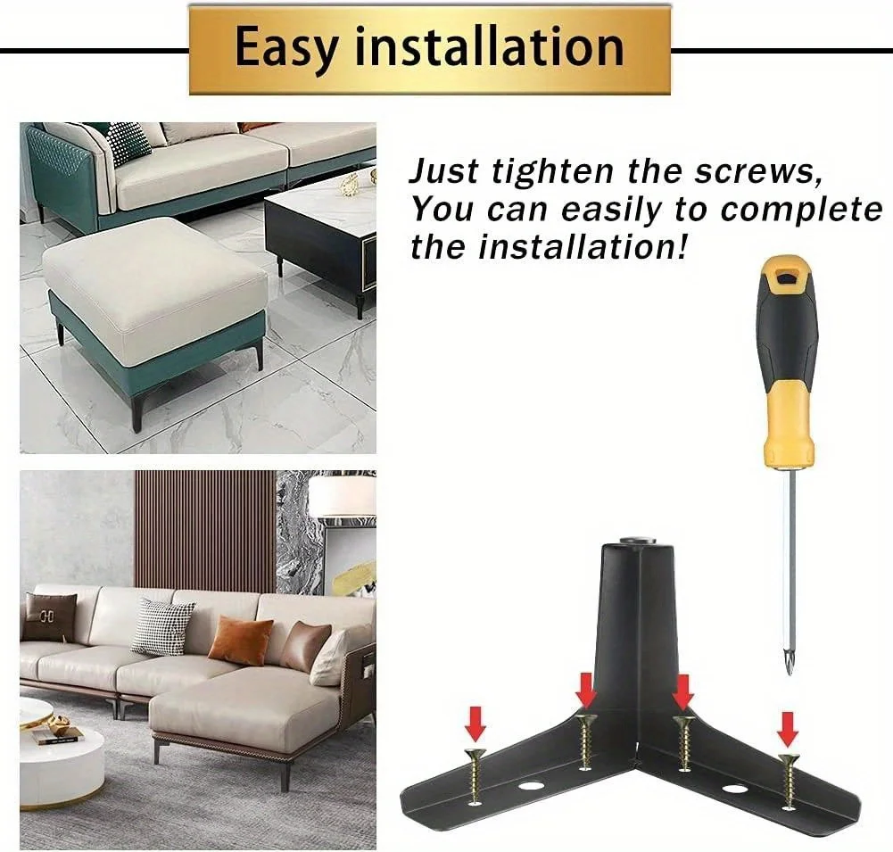 4pcs Modern furniture legs metal gold Black Iron Sofa Feet for Table Bed Chair Desk Dresser Cabinet support Furniture Hardware