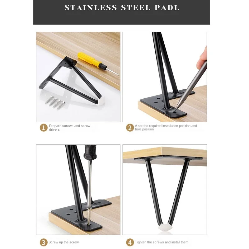 4pcs Furniture Heavy Duty Metal Furniture Legs Rubber Floor Protectors Cabinet Legs Sofa Legs Dresser DIY Dresser Stand Table