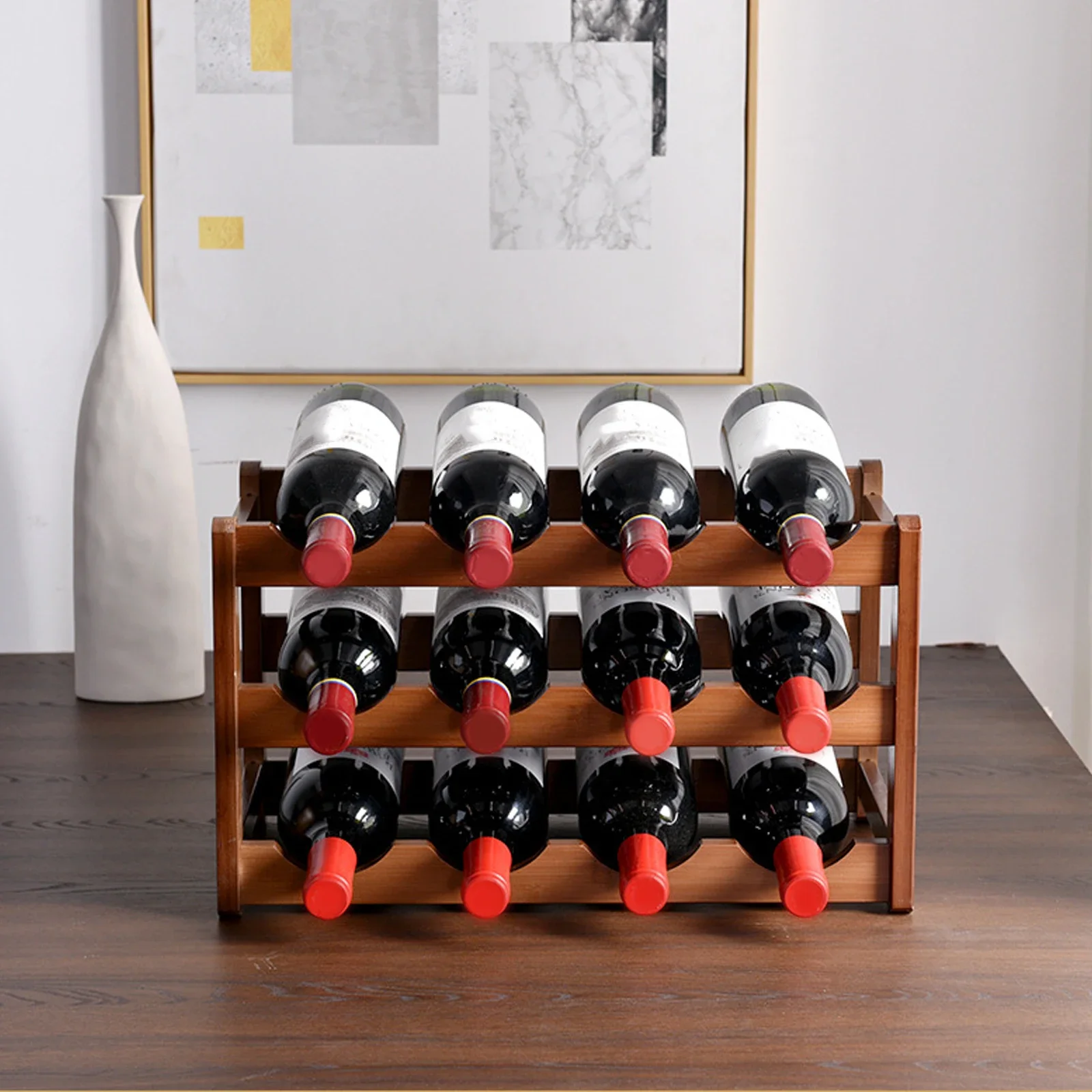 Wine Rack Wooden WineBottle Display Cabinet Holders Shelf Wine Showcases Countertop Wine Storage Rack Cellar Bar Accessories