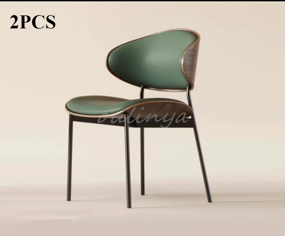 Leather Dining Chairs Set of 2 or1,Mid Century Modern Chair, Upholstered Kitchen Dining Room ChairsBlack WalnutBendwood.