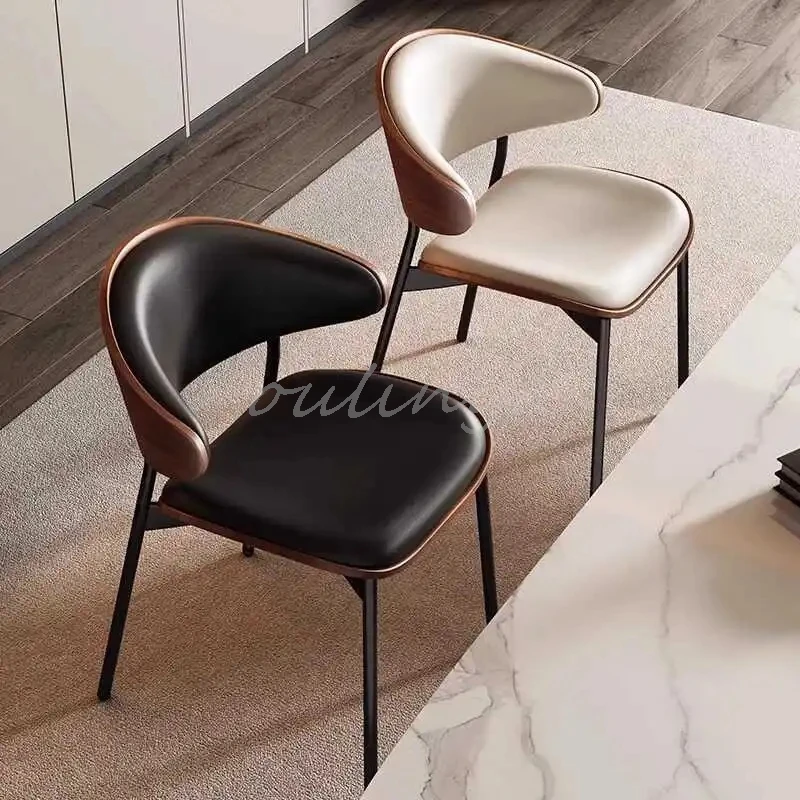 Leather Dining Chairs Set of 2 or1,Mid Century Modern Chair, Upholstered Kitchen Dining Room ChairsBlack WalnutBendwood.