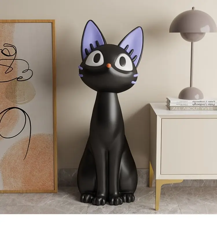 Art, Black Cat, Living Room, TV Cabinet, Sofa, Side, Large, Floor, Decoration, Moving, Opening, Gifts, Ornaments