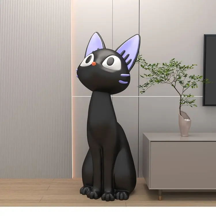 Art, Black Cat, Living Room, TV Cabinet, Sofa, Side, Large, Floor, Decoration, Moving, Opening, Gifts, Ornaments