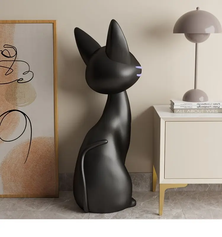 Art, Black Cat, Living Room, TV Cabinet, Sofa, Side, Large, Floor, Decoration, Moving, Opening, Gifts, Ornaments