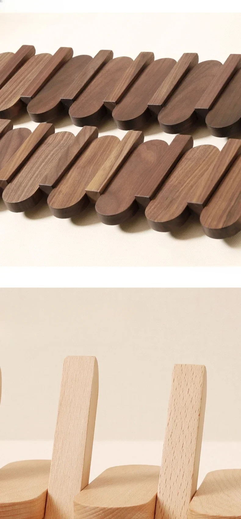 Luxury Wall Coat Rack Walnut Wood Clothes Dress Hanger Hooks Backpack Coat Pants Interior Furniture Bedroom Clothing Storage