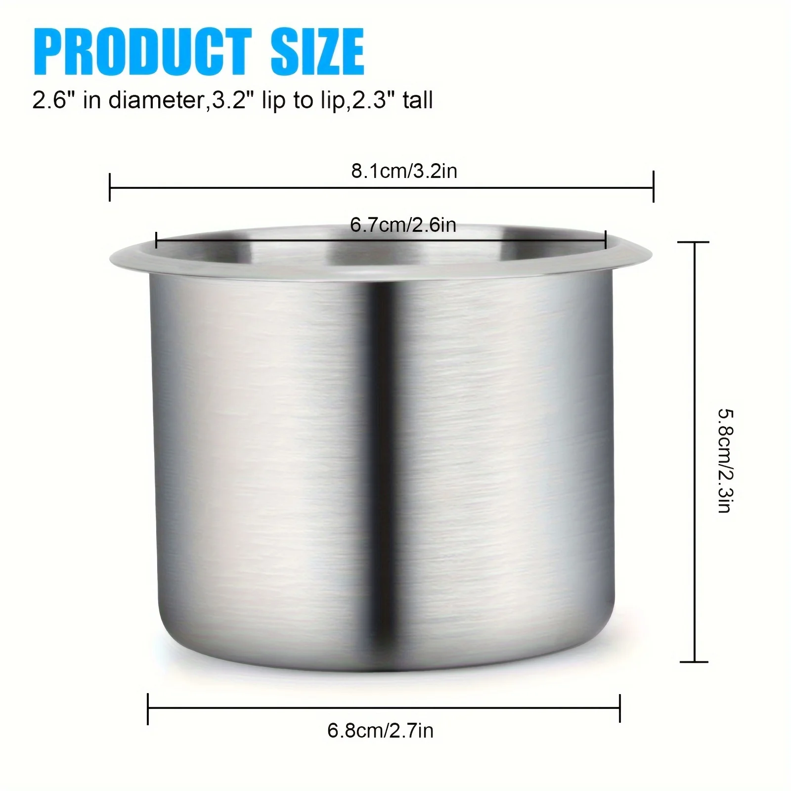 1/2Pcs Universal Stainless Steel Cup Drink Holder Silver for Car Center Console Marine Boat RV Camper Car Inserts Couch