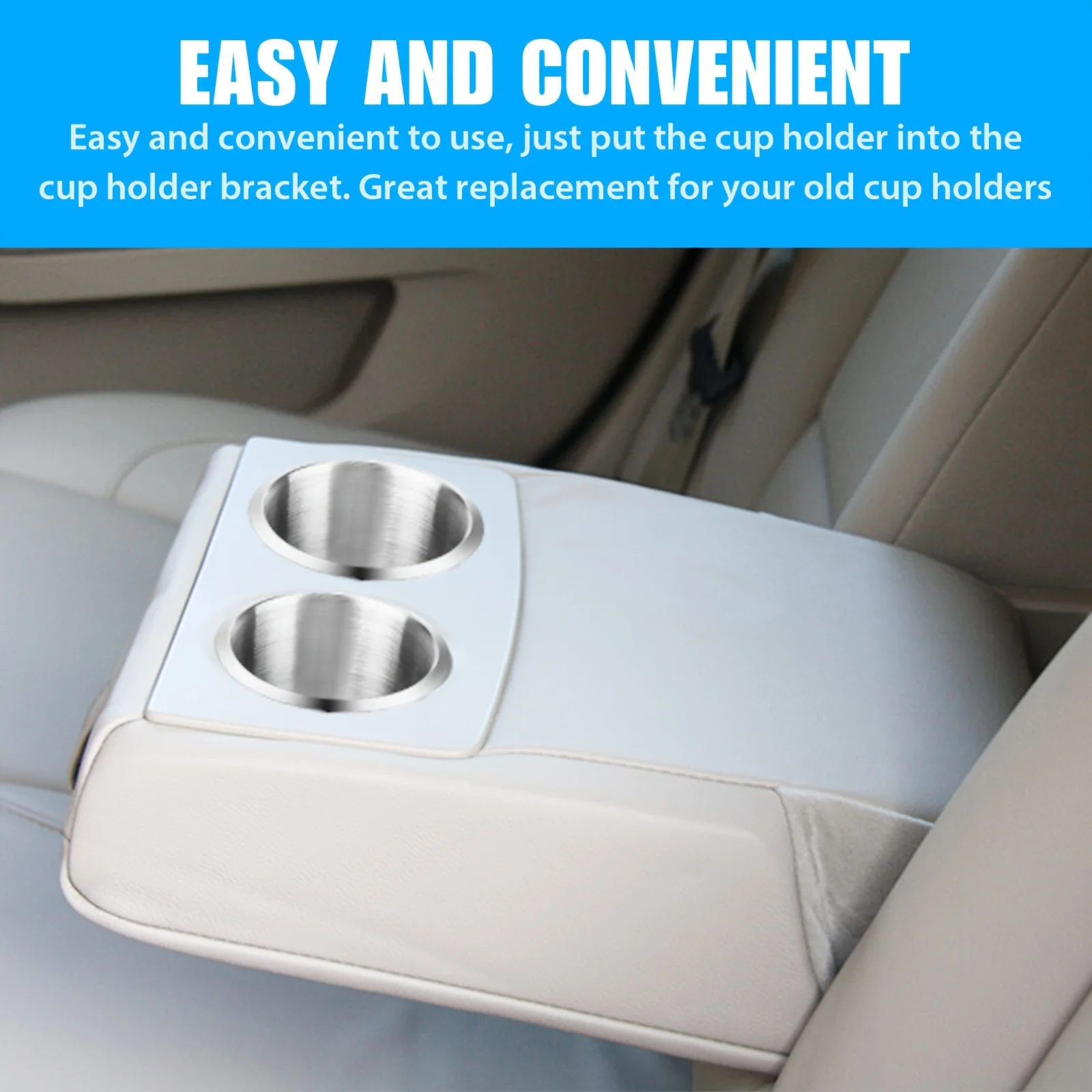 1/2Pcs Universal Stainless Steel Cup Drink Holder Silver for Car Center Console Marine Boat RV Camper Car Inserts Couch