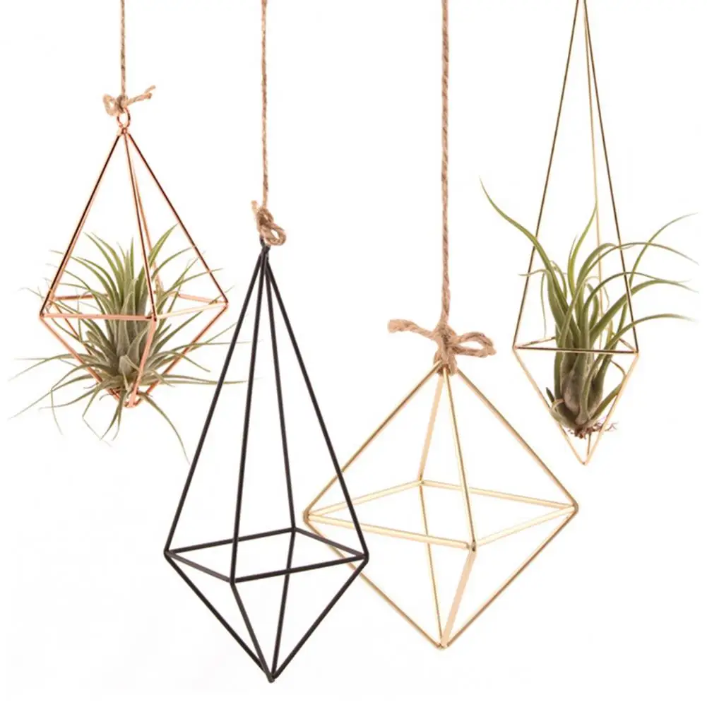 Iron Propagation Stations Glass Terrarium Plant Geometric Shape Plant Iron Stand Air Plant Holder Home Office Gardening Decor