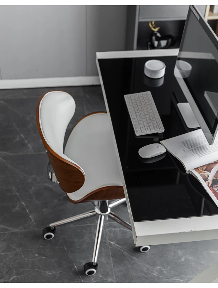 Metal Craft Stainless Steel Office Chair Solid Wood Computer Chair Lift Chair Backrest Swivel Chairs Study Dormitory Desk Chairs
