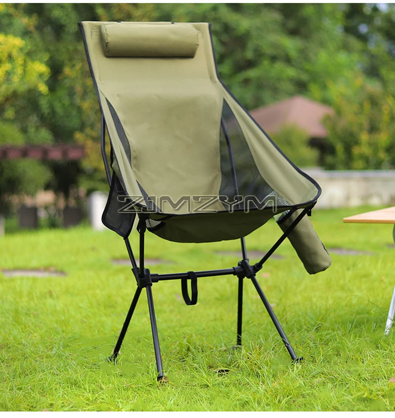 Portable Folding Camping Chair with Headrest Lightweight Tourist Chairs Aluminum Alloy Fishing Chair Outdoor Furniture