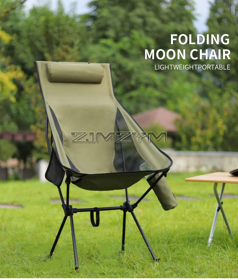 Portable Folding Camping Chair with Headrest Lightweight Tourist Chairs Aluminum Alloy Fishing Chair Outdoor Furniture