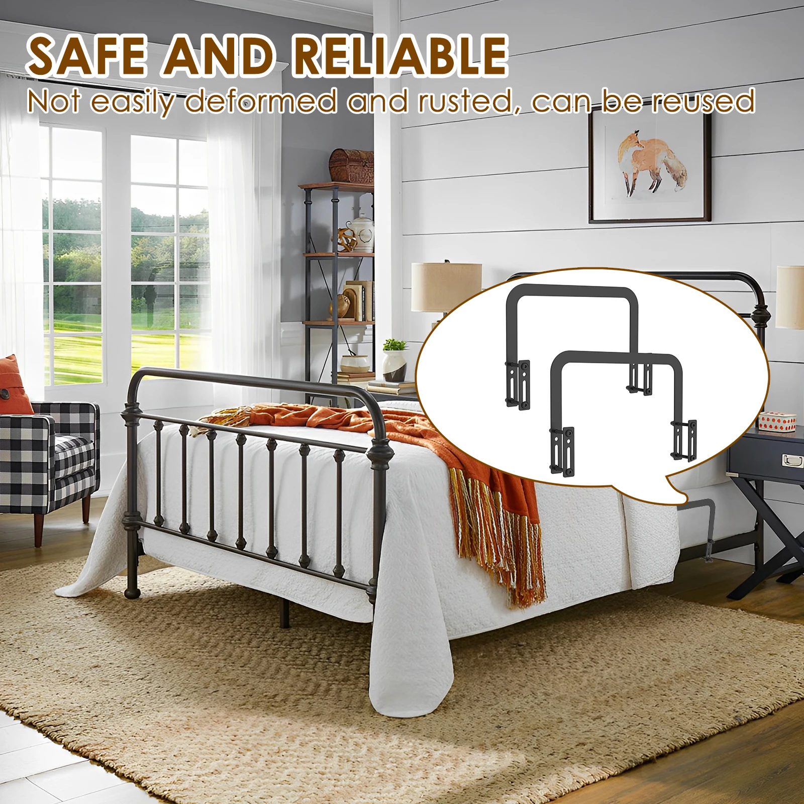 2/4Pcs Mattress Slide Stoppers Metal Non Slip Mattress Gripper Adjustable Mattress Retainer Bar Bracket for Home Metal Bed Frame