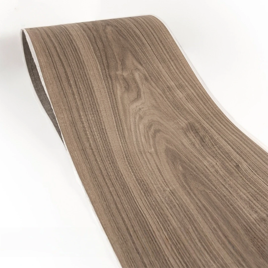 0.5mm Thick 34cm Wide Natural Black Walnut Grain Wood Veneer for Speaker Cabinet Surfacing Furniture Wall Decoration
