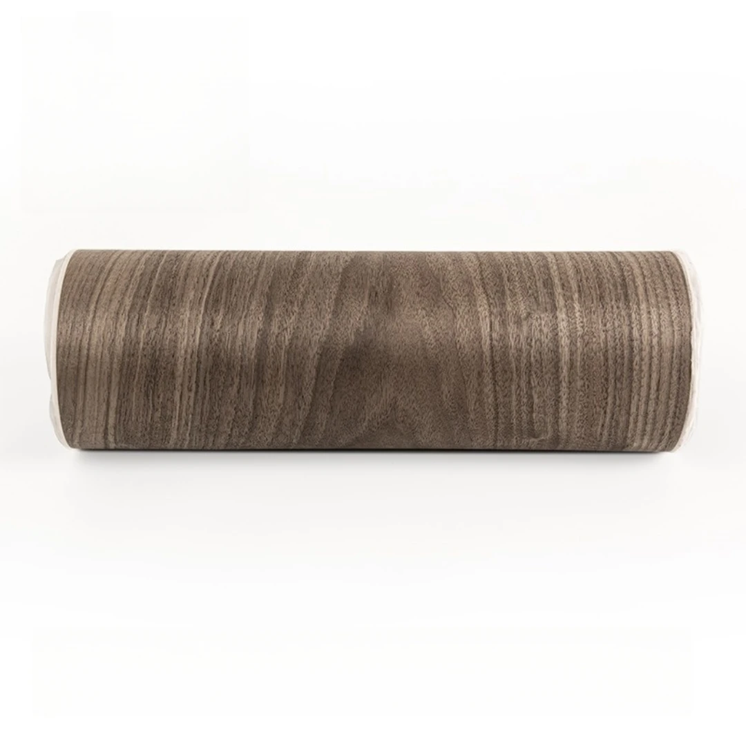 0.5mm Thick 34cm Wide Natural Black Walnut Grain Wood Veneer for Speaker Cabinet Surfacing Furniture Wall Decoration