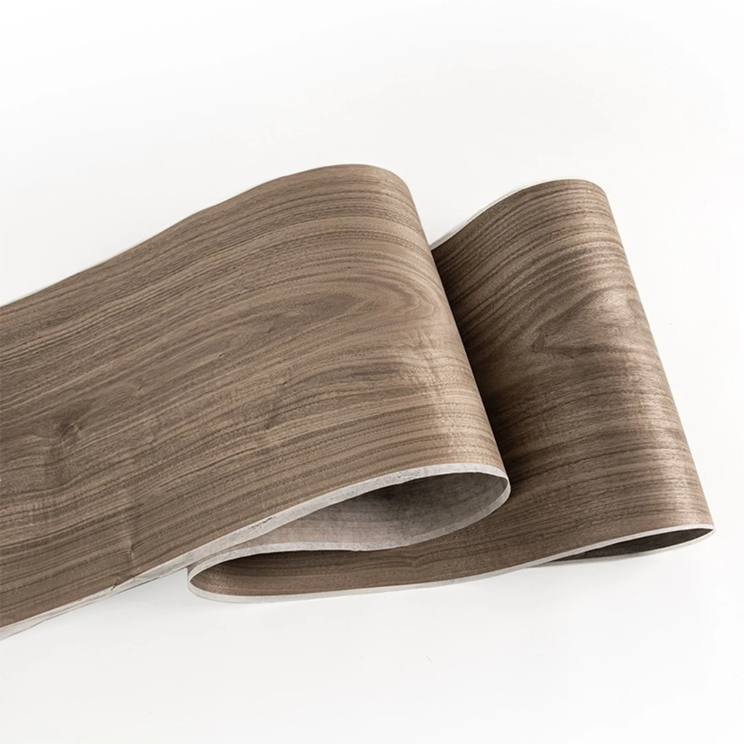 0.5mm Thick 34cm Wide Natural Black Walnut Grain Wood Veneer for Speaker Cabinet Surfacing Furniture Wall Decoration