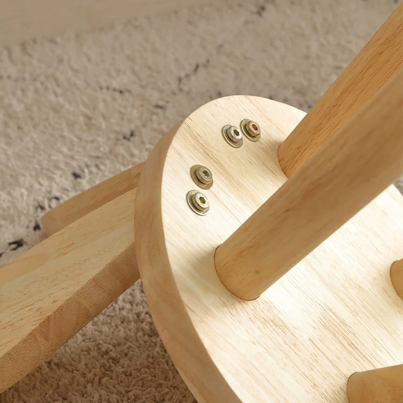 Solid Wood Stool Household Shoe-Changing Stool Children's Backrest Small Chair Wooden Stools Rabbit Ear Small Low Stool New