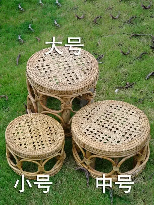 Rattan Low Stool Living Room Small Apartment Round chair Ottomans Designer Balcony garden Changing Stool plant holder shelf