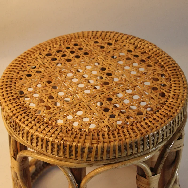 Rattan Low Stool Living Room Small Apartment Round chair Ottomans Designer Balcony garden Changing Stool plant holder shelf