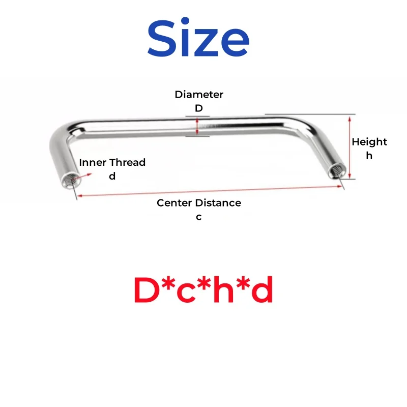 M4~M8 304 Stainless Steel Innerl Thread U-Shaped Double Curved Handle Modern Cabinet Door Handles Nordic Drawer Door Knobs Pulls