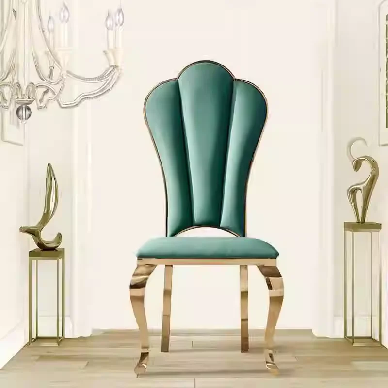 Creative Leather Dining Chairs Gold Legs Metal Apartment Fashion Living Room Chairs Waiting Relax Silla Plegable Household Items