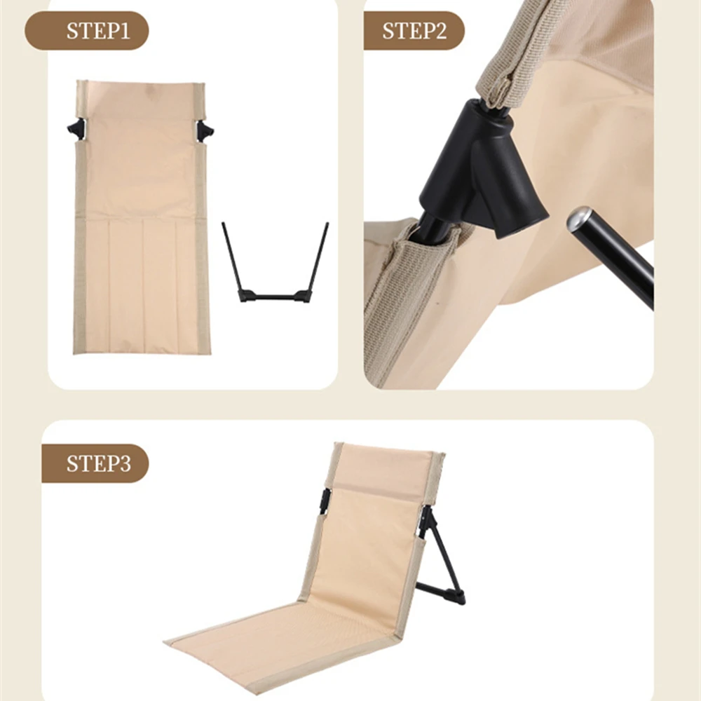 Outdoor Foldable Camping Chair Garden Park Single Lazy Reclining Chair Backrest Cushion Picnic Camping Folding Back Beach Chair