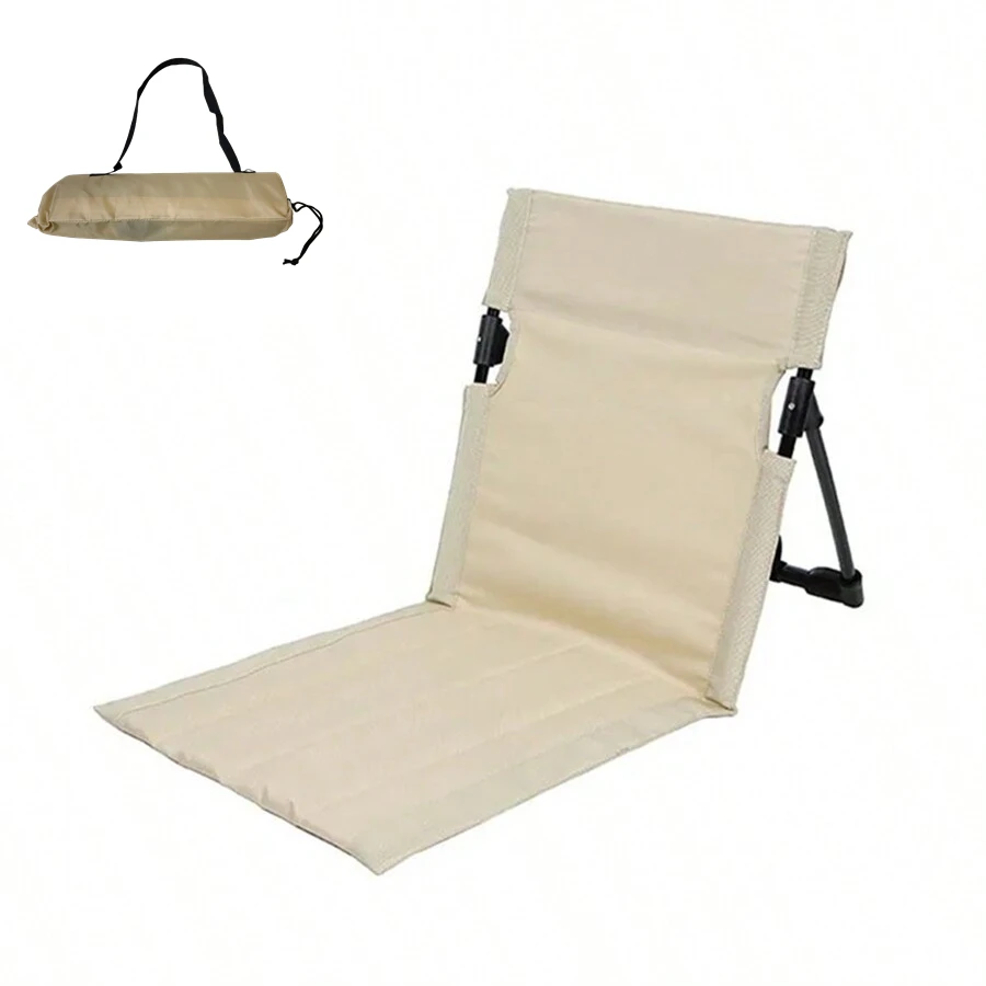 Outdoor Foldable Camping Chair Garden Park Single Lazy Reclining Chair Backrest Cushion Picnic Camping Folding Back Beach Chair