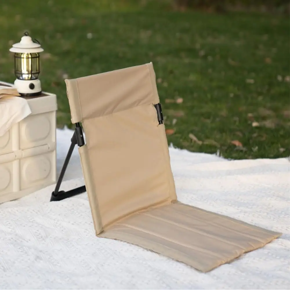 Outdoor Foldable Camping Chair Garden Park Single Lazy Reclining Chair Backrest Cushion Picnic Camping Folding Back Beach Chair