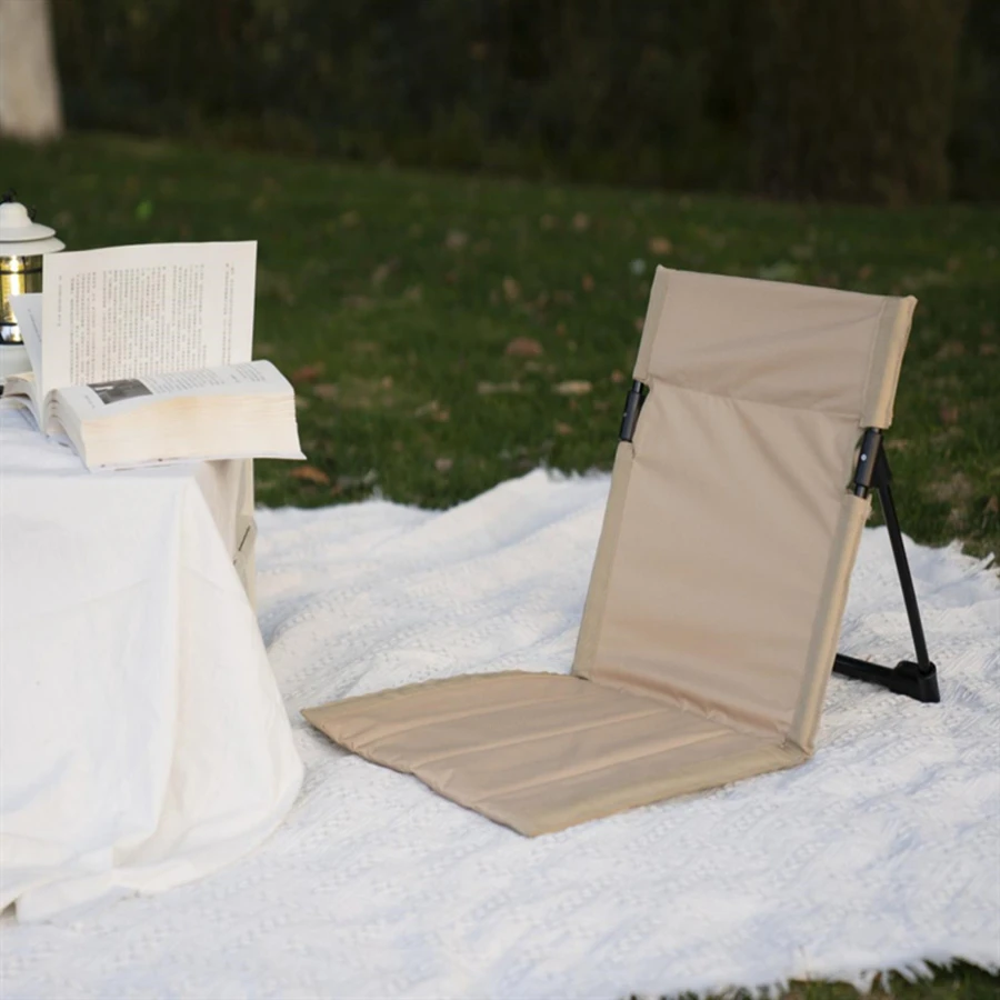 Outdoor Foldable Camping Chair Garden Park Single Lazy Reclining Chair Backrest Cushion Picnic Camping Folding Back Beach Chair