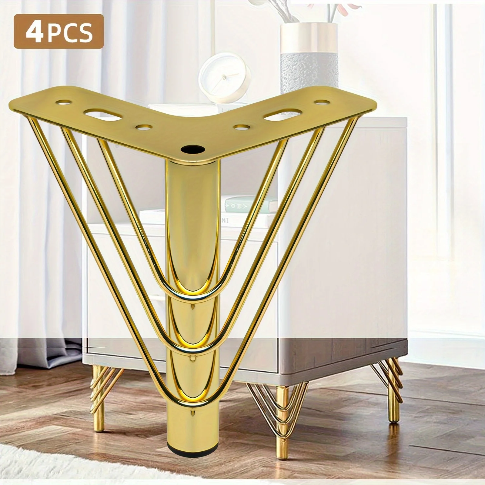 4 PCS Metal Furniture Legs, 15cm Height, Golden, Thickened Sofa Legs, TV Cabinet Legs, Coffee Table Replacement Legs