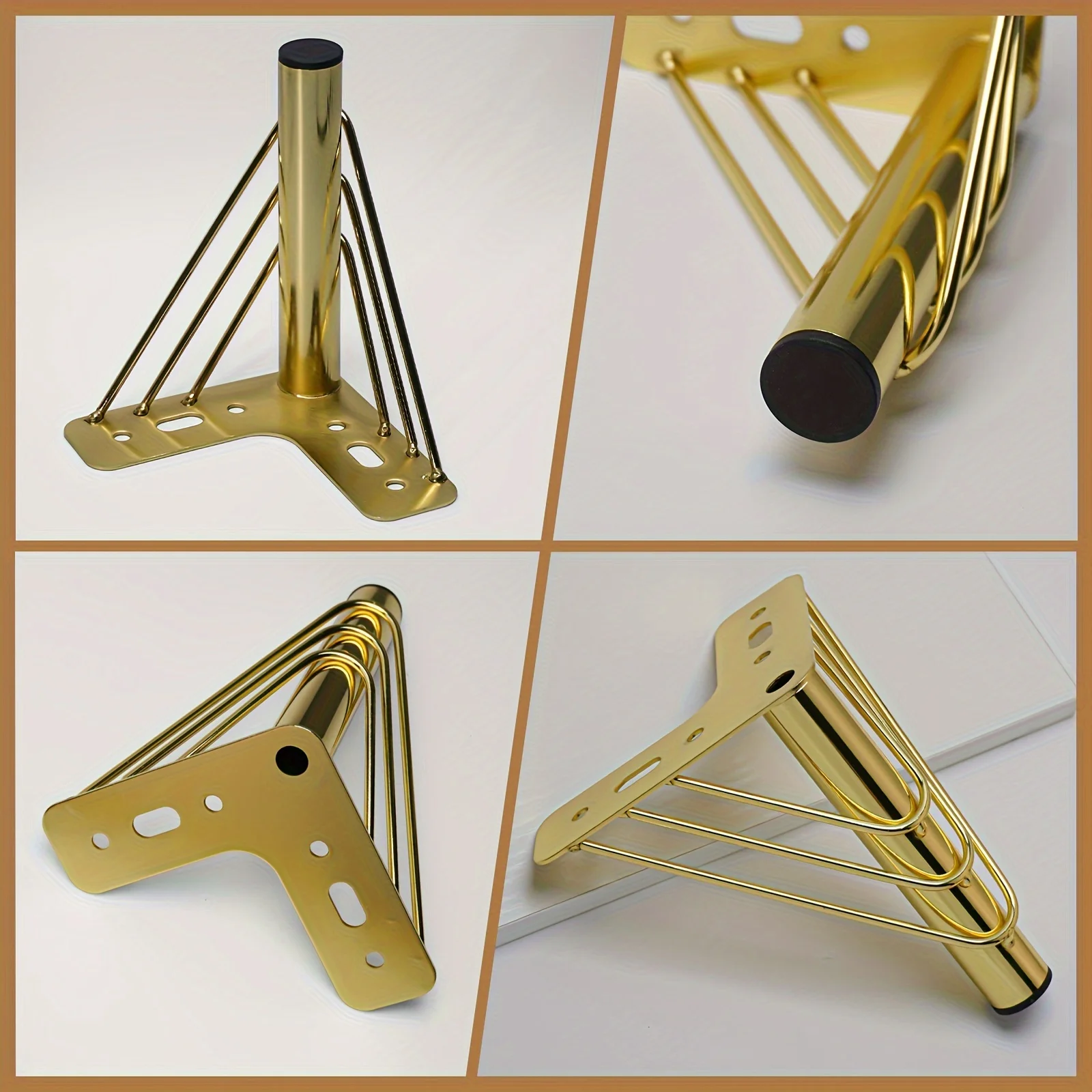 4 PCS Metal Furniture Legs, 15cm Height, Golden, Thickened Sofa Legs, TV Cabinet Legs, Coffee Table Replacement Legs