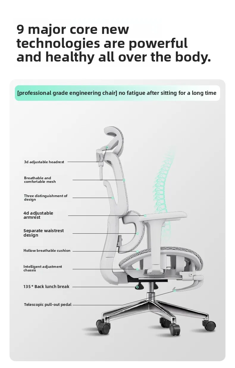 UVR Office Chair Ergonomic Design Furniture Adjustable Mesh Staff Chair Backrest Armrest Stool Comfortable WCG Gaming Chair