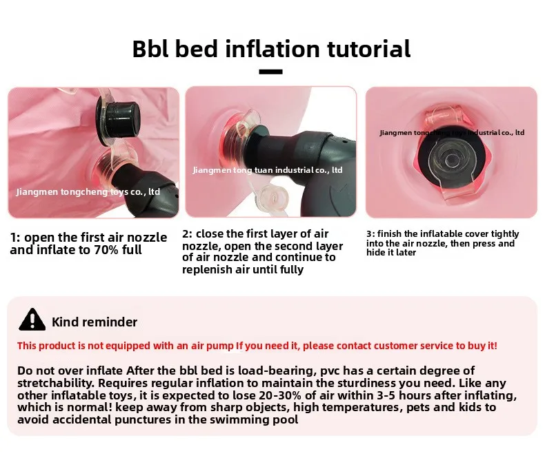 BBL Inflatable Mattress Postpartum Repair of Hip Hemorrhoids Pink Donut Open Air Bed