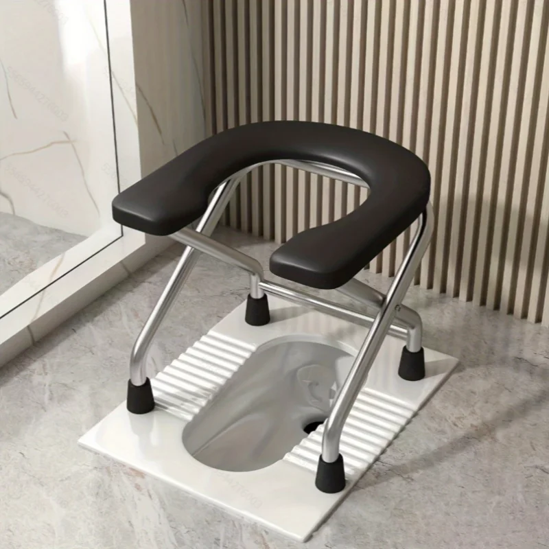 1 Stainless Steel Commode Chair or 1 Commode Chair Cushion (Only the Cushion, No Chair), Can Support 300 Pounds, Easy to Store and Clean, Suitable for the Elderly and Pregnant Women, Can Be Used as a Bath Stool