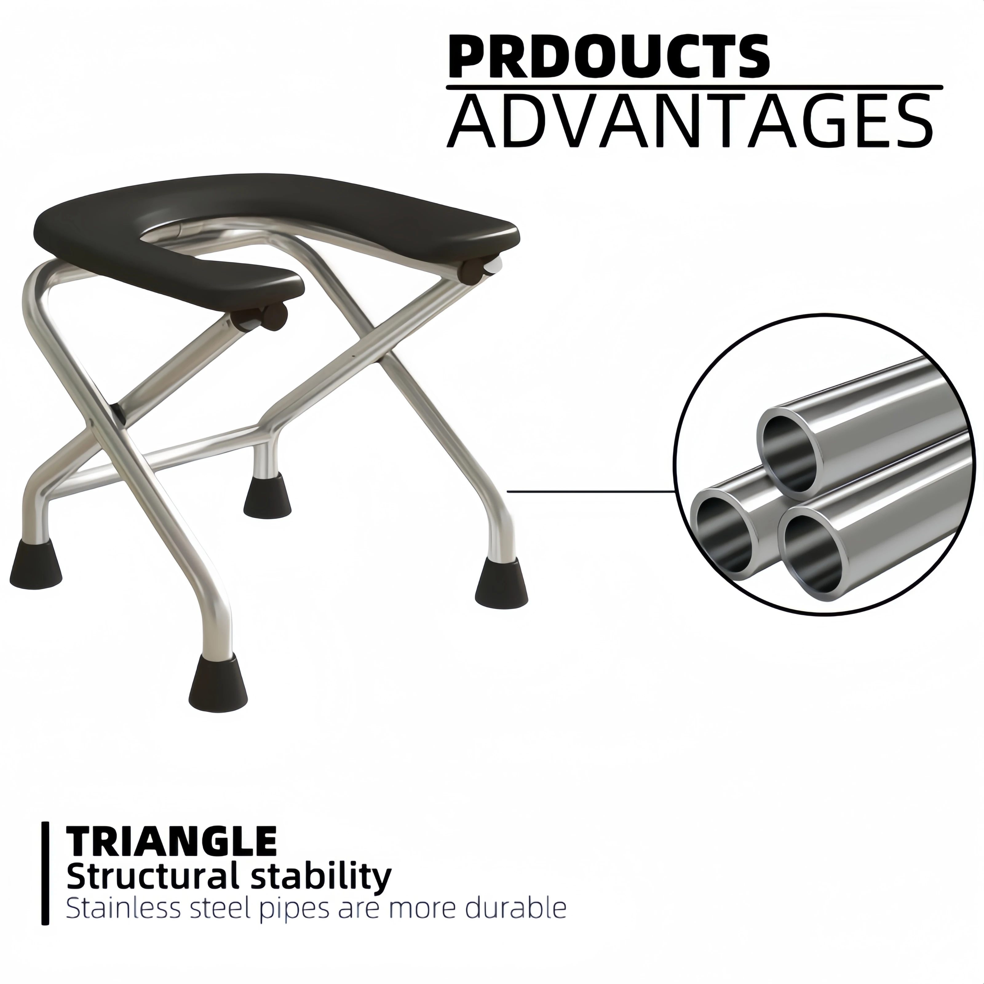 1 Stainless Steel Commode Chair or 1 Commode Chair Cushion (Only the Cushion, No Chair), Can Support 300 Pounds, Easy to Store and Clean, Suitable for the Elderly and Pregnant Women, Can Be Used as a Bath Stool