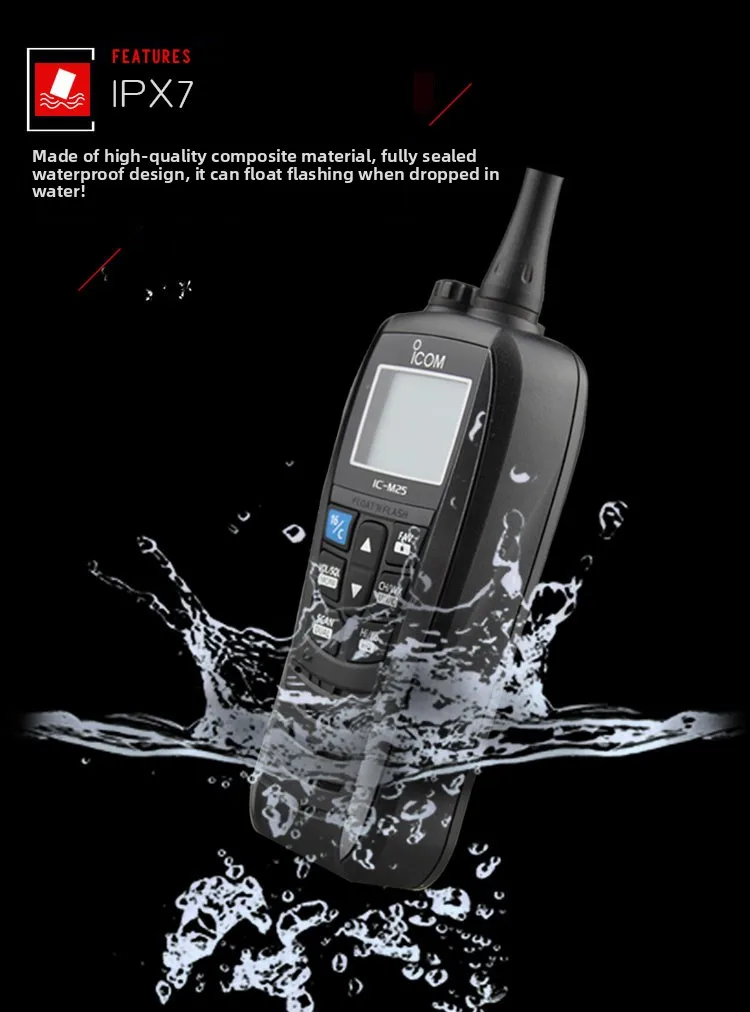 For Icom IC-M25 IPX7 Waterproof Walkie-talkie Professional FM Maritime Walkie-talkie Marine VHF