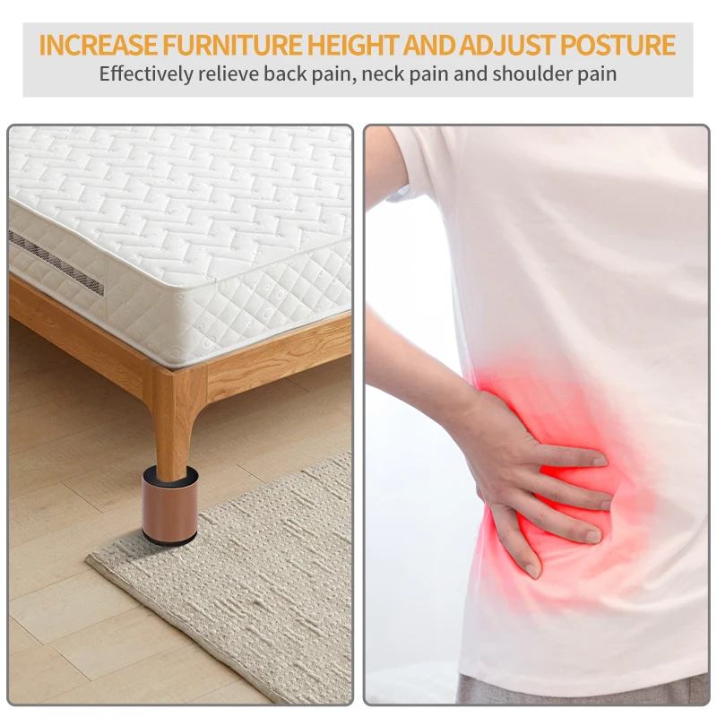 Bed Furniture Square Risers Solid Steel Bed Furniture Post Lifts Protect Floors Anti Scratch Wood and Carpet Surface Heavy Duty