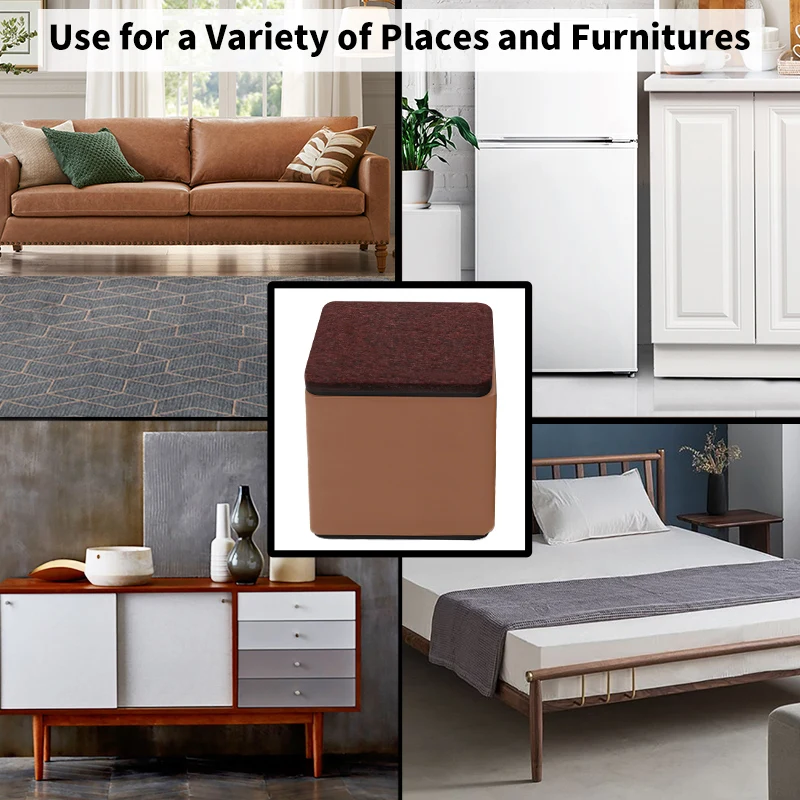 Bed Furniture Square Risers Solid Steel Bed Furniture Post Lifts Protect Floors Anti Scratch Wood and Carpet Surface Heavy Duty