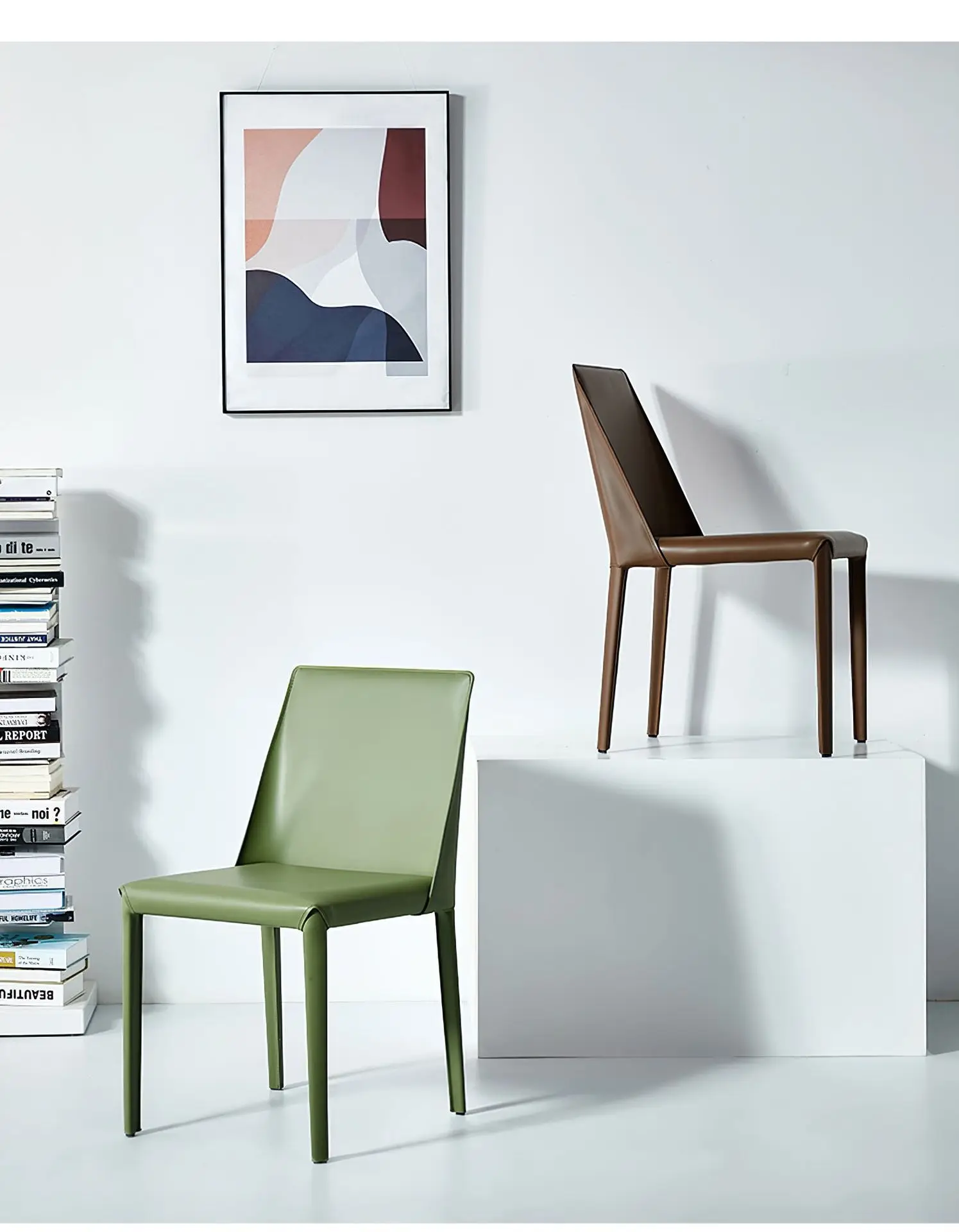 Italian Minimalist Saddle Leather Armchair Nordic Dining Chair Modern Simple Household Restaurant Luxury Chair