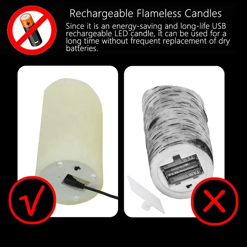 LED Candles, Flickering Flameless Candles, Rechargeable Candle, Real Wax Candles with Remote Control,12.5cm A