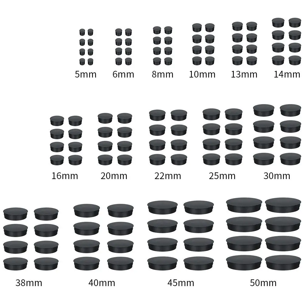 8pcs/pack Plastic Ceramic Tile Hole Bulkhead Buckle Type Pipe Plug Cover Head Hole Decorative Cap Black Round Hole Plug