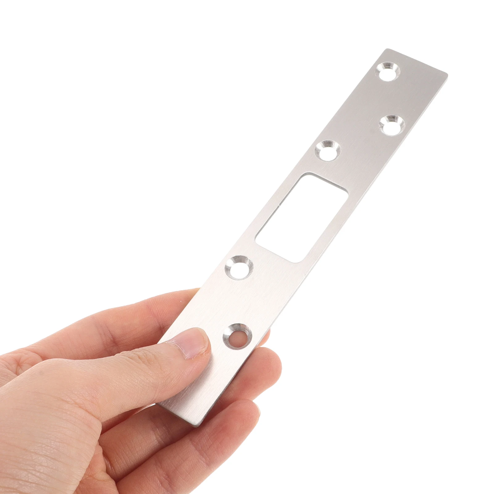 Stainless Steel Door Strike Plate Heavy Duty Security Latch Reinforcement Plate 6 Screws Exterior Interior Doors Black