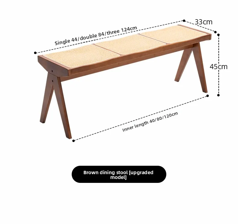 Chandigarh Rattan Bench Entryway Shoe Bench Long Wood Dining Table Stool for Living Room Minimalist Bedroom Footrest Stools