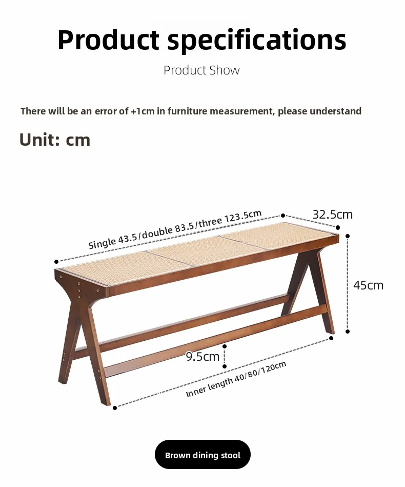 Chandigarh Rattan Bench Entryway Shoe Bench Long Wood Dining Table Stool for Living Room Minimalist Bedroom Footrest Stools