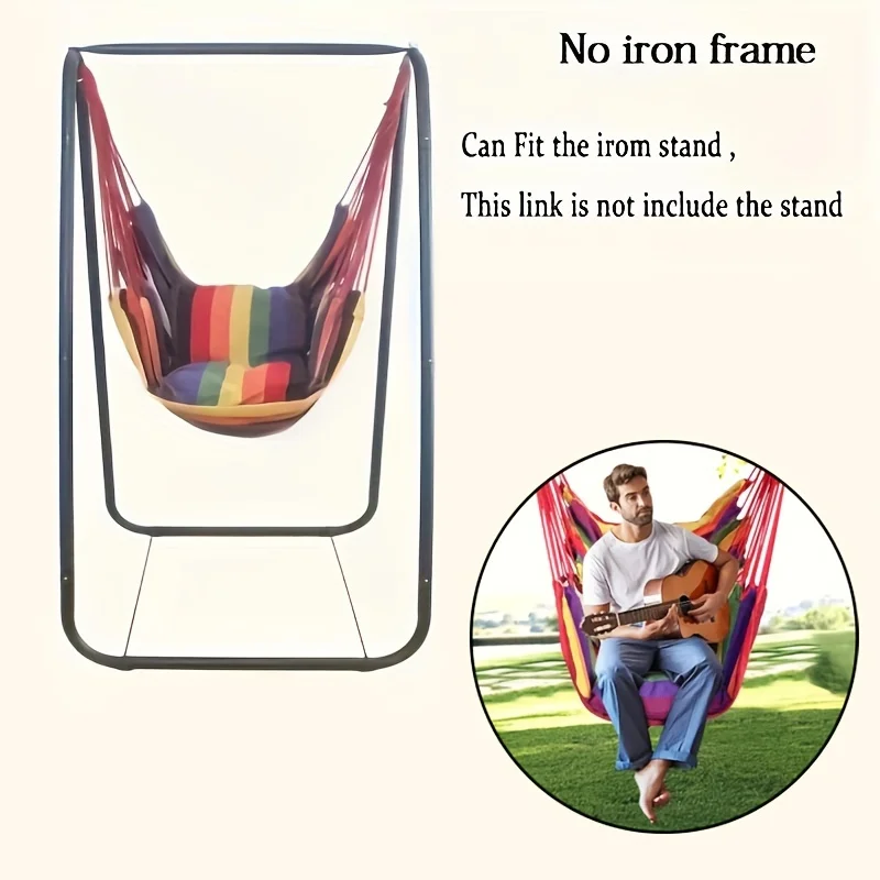 Outdoor Swing Hammock Chair Canvas Leisure Chair No Pillow Or Cushion Dormitory Hammock Swing Rocking Chair(With Storage Bag