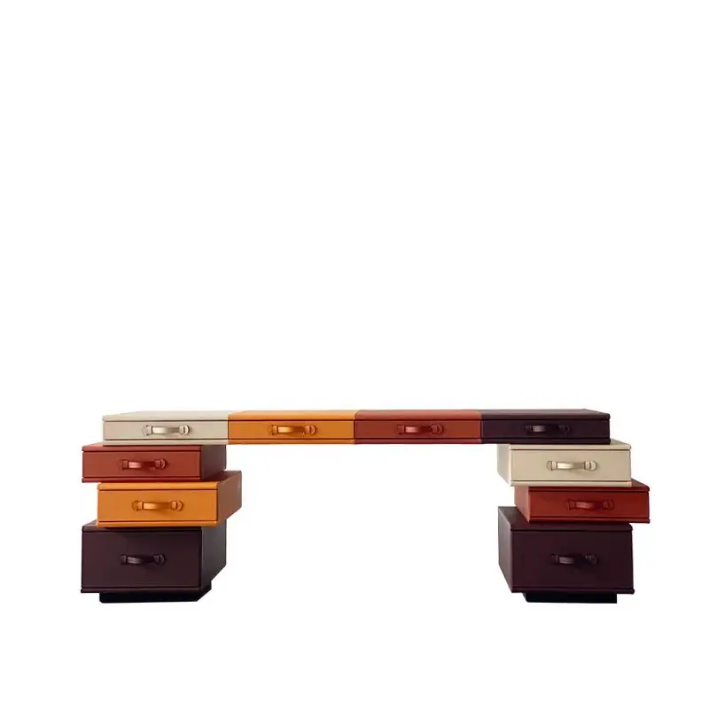 Creative modern solid wood computer desk with simple design Italian family study table with office leather bag
