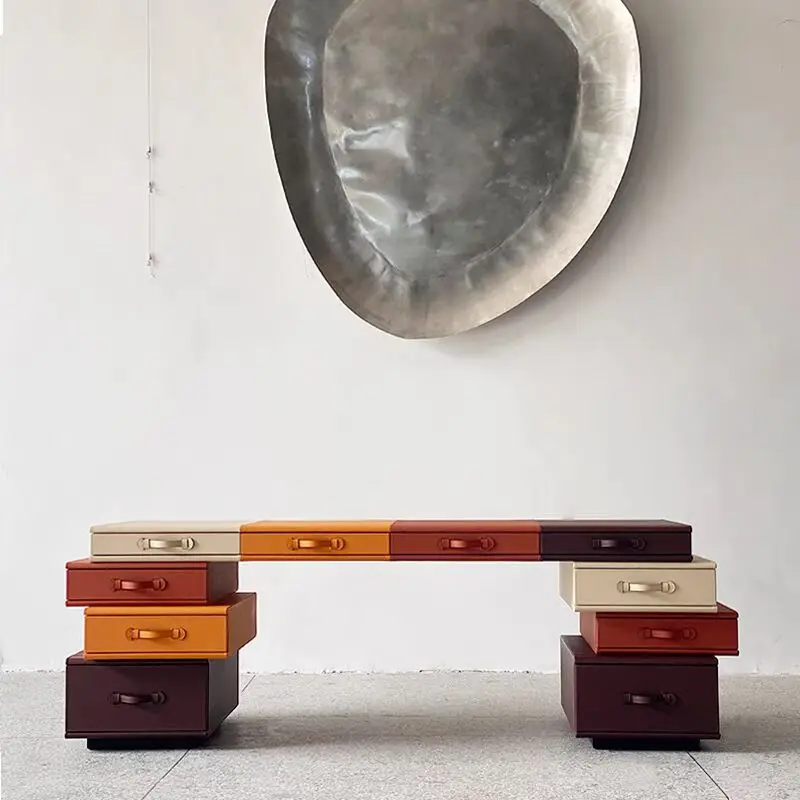 Creative modern solid wood computer desk with simple design Italian family study table with office leather bag